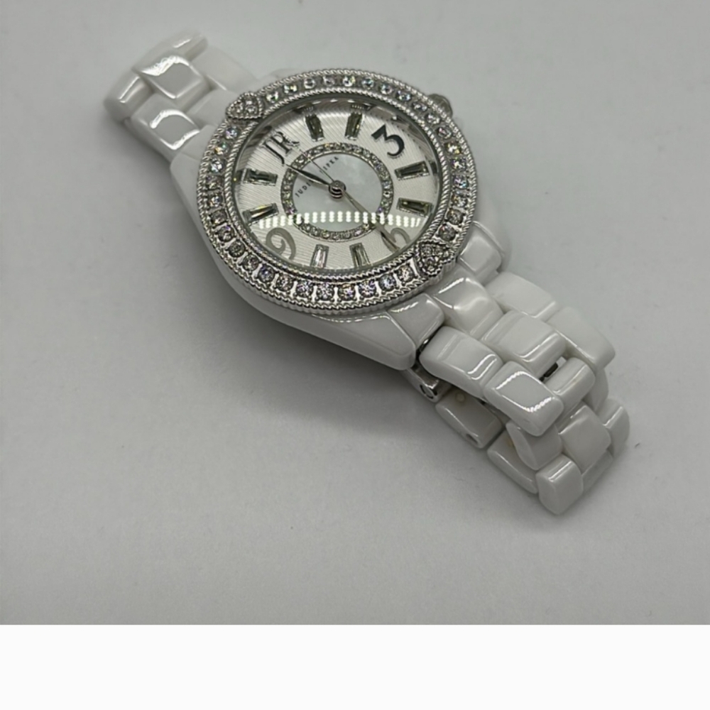 Judith Ripka Ladies Ceramic Diamond Heart Watch